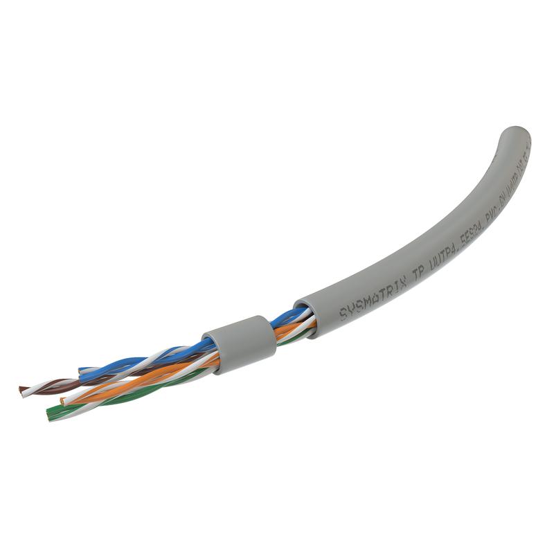 Кабель витая пара неэкранир U/UTP кат.5E 4 пары (0.51мм) ОЖ внутр. PVC нг(А)-LS сер. (уп.305м) SYSMATRIX TP UUTP4.5ES24.PVC.GY305