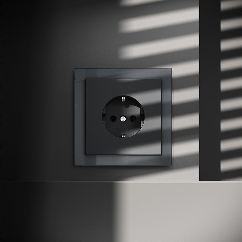 Розетка 1-м СП S70 16А с заземл. механизм графит Voltum VLS040107