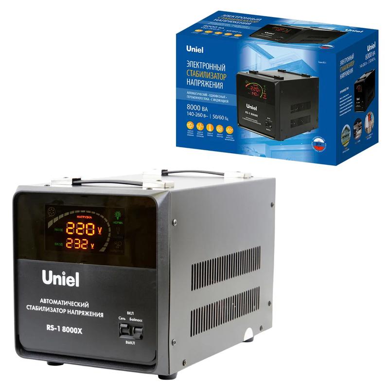 Стабилизатор напряжения RS-1 8000X 8000В.А 1ф релейный напольн. TM Uniel UL-00012859