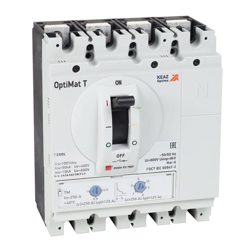 Выключатель автоматический OptiMat T250L TM 250A 4P КЭАЗ 355757