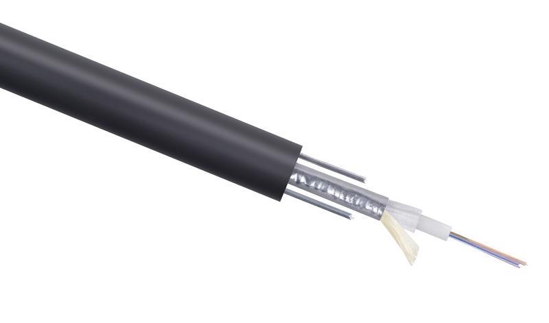 Кабель волоконно-оптический 9/125 одномод. 4 волокна loose tube бронир. стальн. лентой и стальн. проволоками для внешн. прокладки -40-+70град.C PE черн. Cabeus 10119c