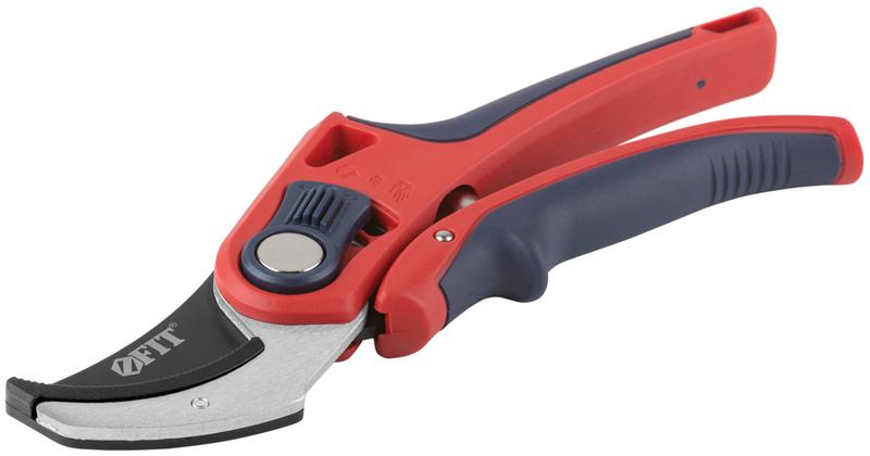 Секатор режущие кромки встык с наковальней регулир. раскрытия ленточная пружина прорезин. ручки 210мм FIT 77091