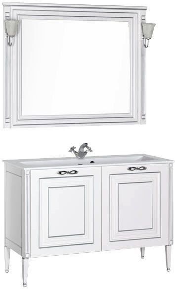 Комплект мебели Aquanet Паола 120 белый/серебро (литьевой мрамор)
