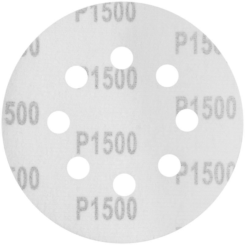 Круг шлифовальные с отверстиями (липучка) алюминий-оксидные 125мм (уп.5шт) Р 1500 FIT 39680