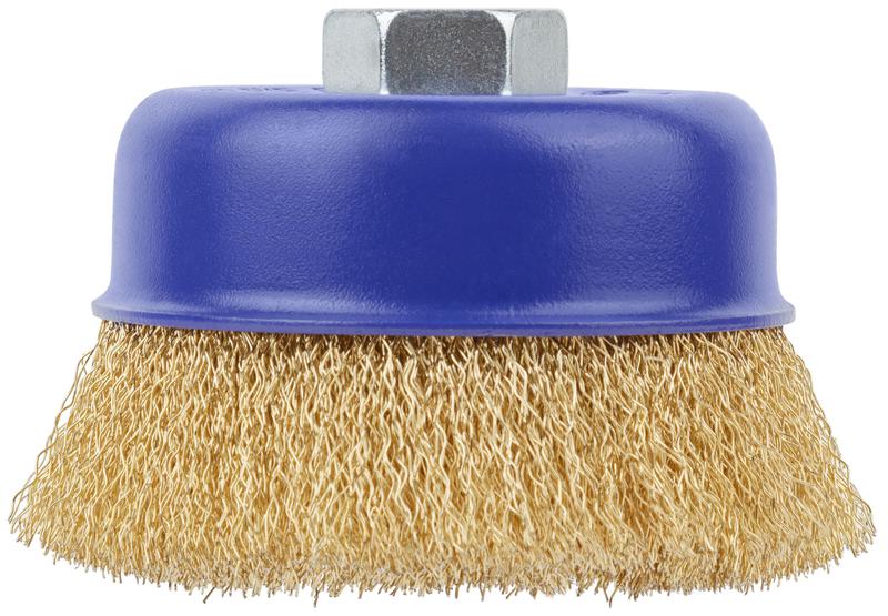 Щетка для УШМ М14 тип "Чашка" латун. витая проволока 0.3мм 100мм блист. Profi Cutop 82-895