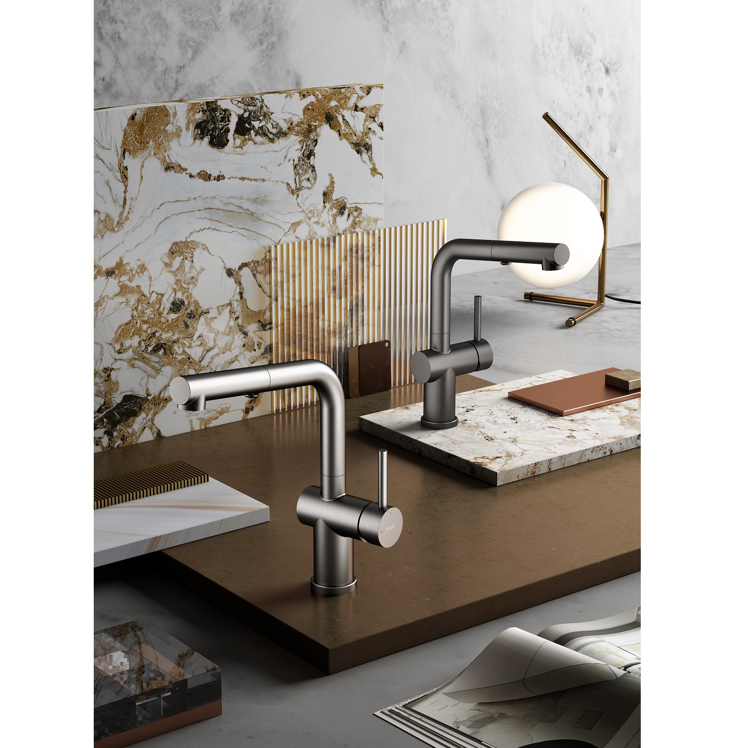 Смеситель для кухни с выдвижным изливом Raglo R86.49.09, графит