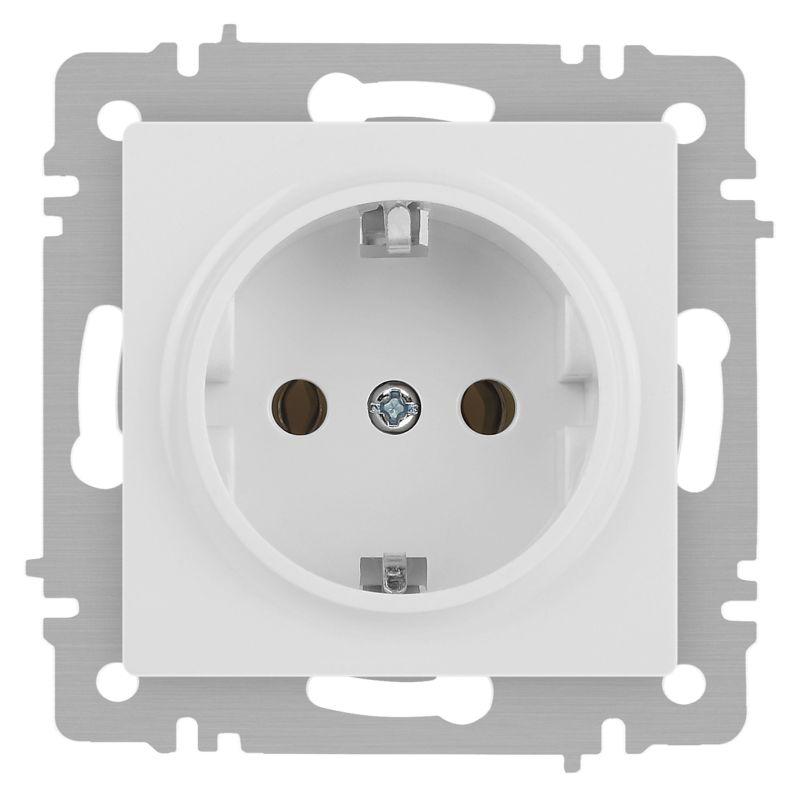 Розетка 1-м СП Accent 6-202-01М 16А IP20 250В 2P+E Schuko бел. матов. Intro Б0063681