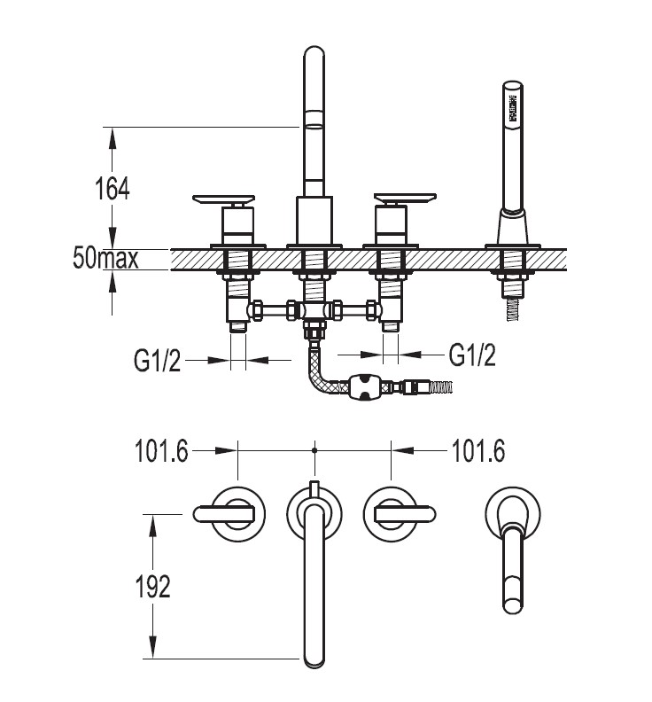 Смеситель на борт ванны CEZARES SIESTA-F-BVD4-01
