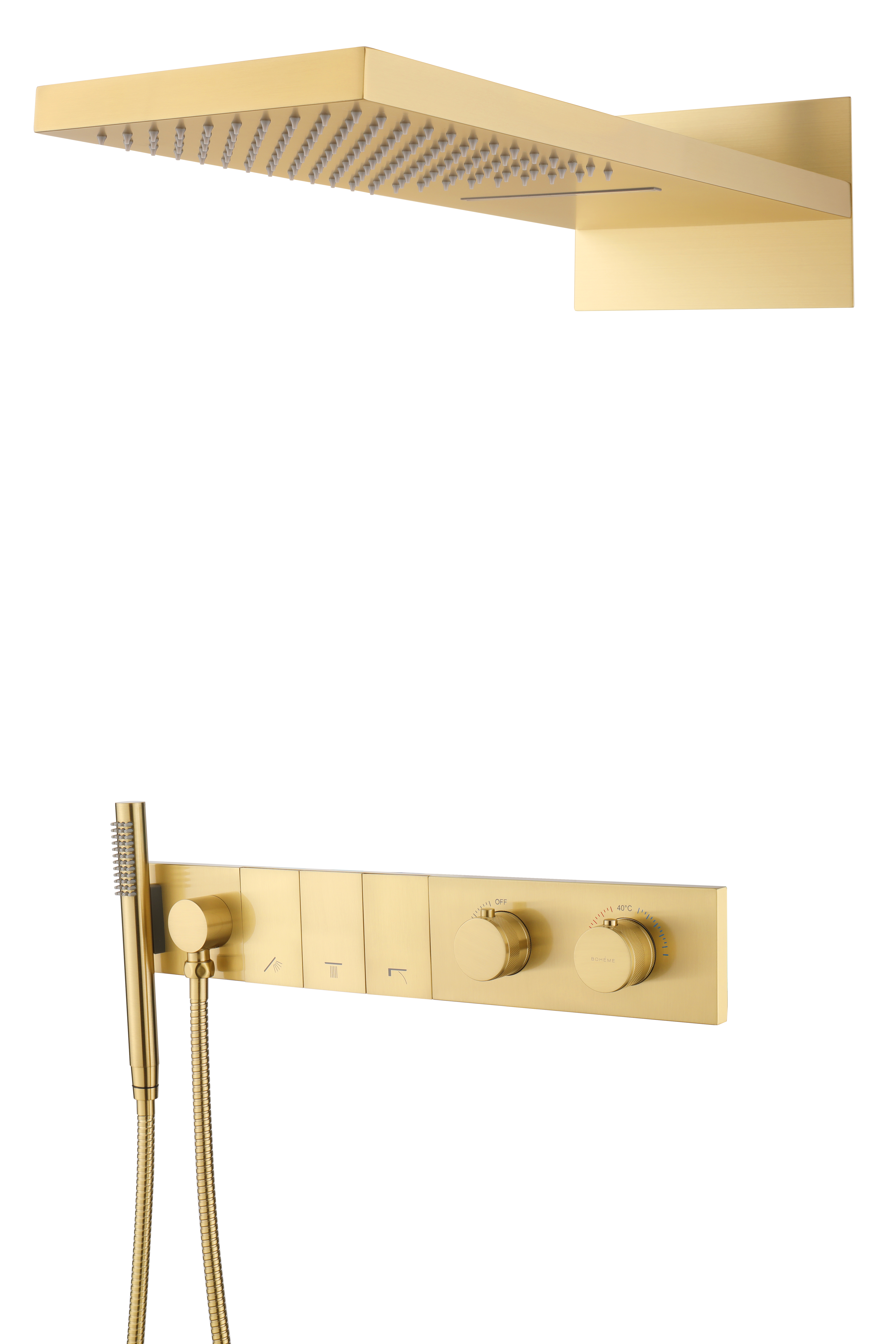 Встроенная душевая система  ZODIAC с термостатом, трехпозиционная SHINE GUN METAL