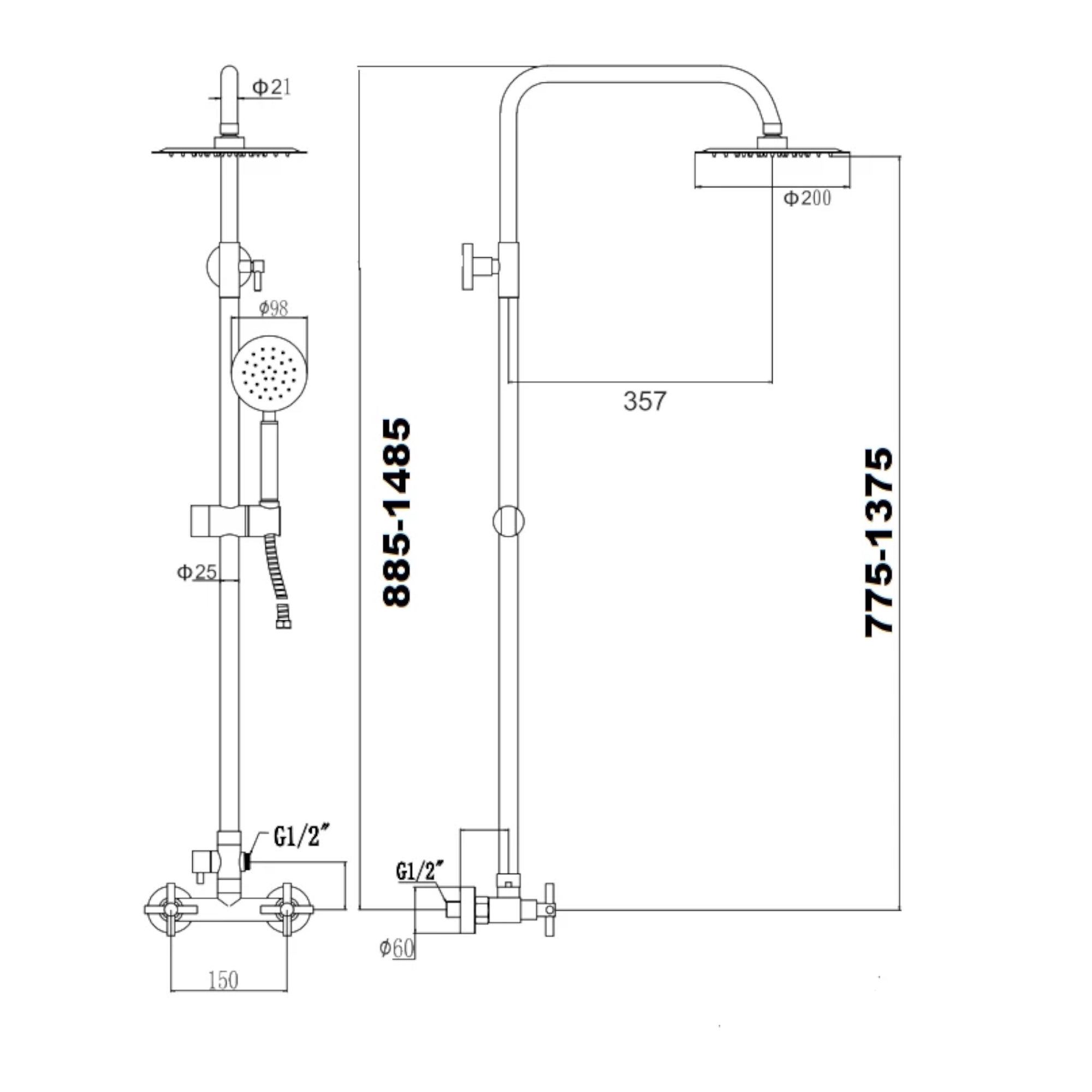 Душевая система Fmark FS8435, сатин