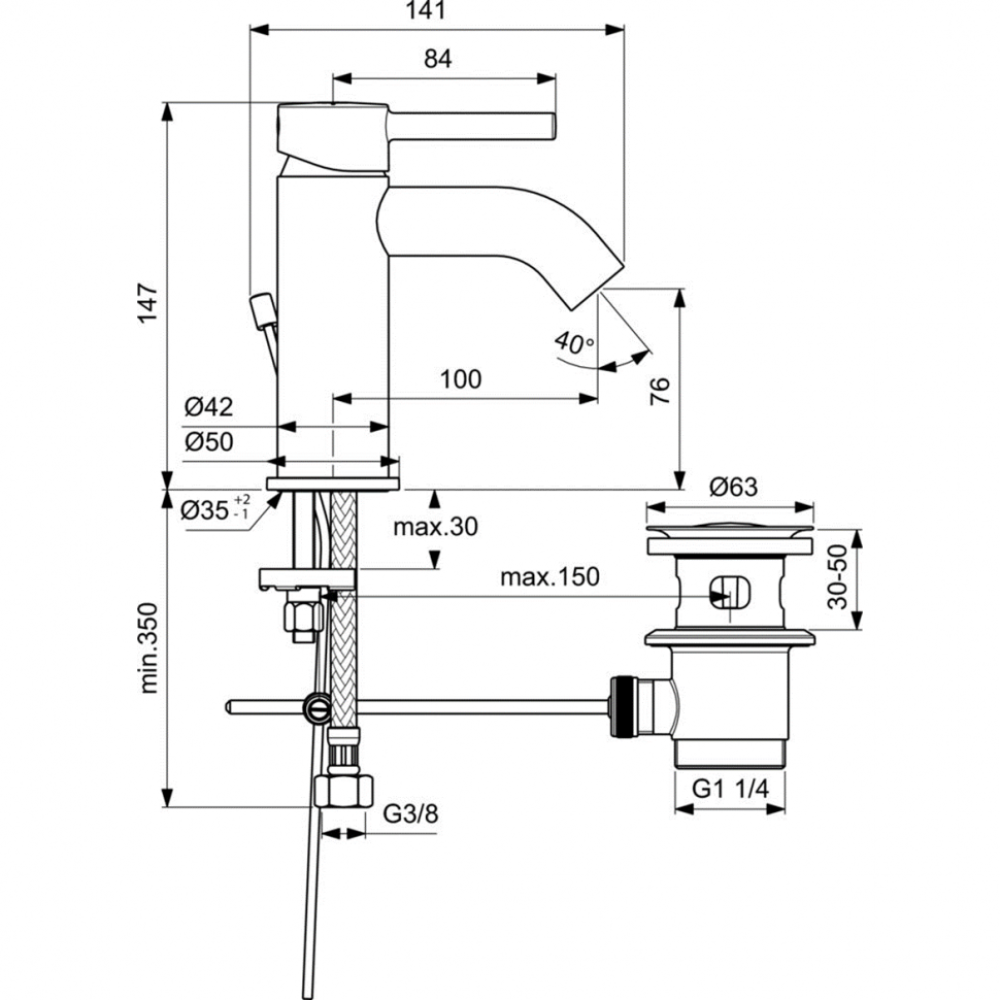 Смеситель для раковины Ideal Standard CERALINE BC193AA