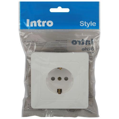 Розетка 1-м СП Style 7-206-01 16А 250В IP20 2P+E Schuko с заземл. защ. шторки бел. Intro Б0060623