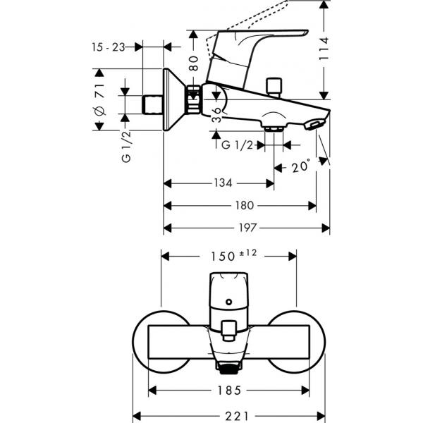 Смеситель Hansgrohe Focus 31940000 для ванны