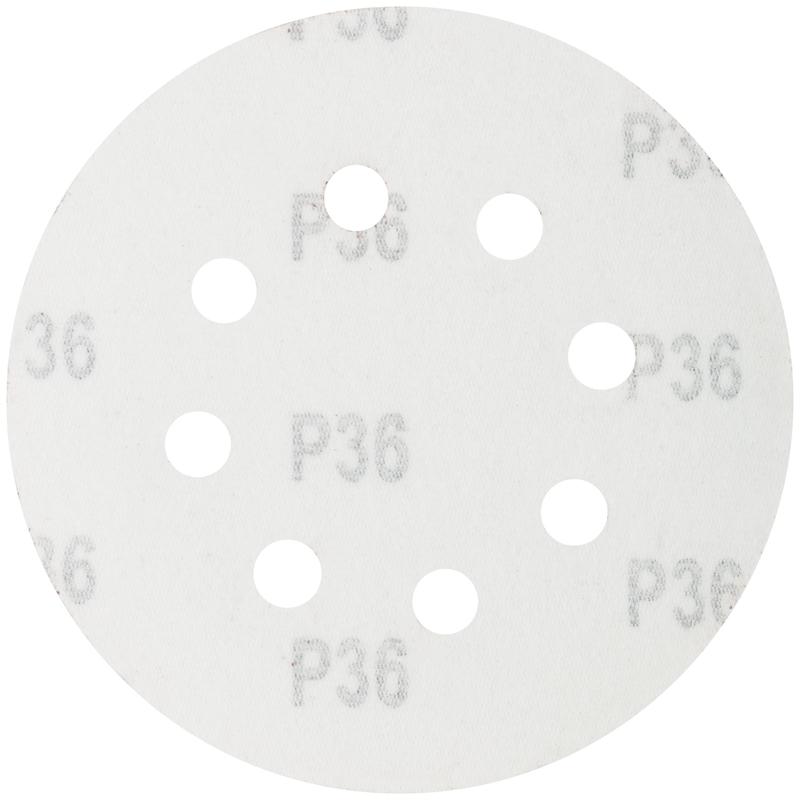Круг шлифовальный с отверстиями (липучка) 125мм Р 36 алюм./оксидные (уп.5шт) КУРС 39781