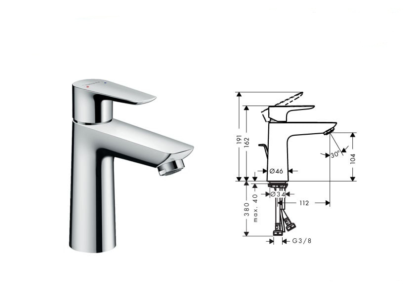 Смеситель Hansgrohe Talis E 71711000 для раковины