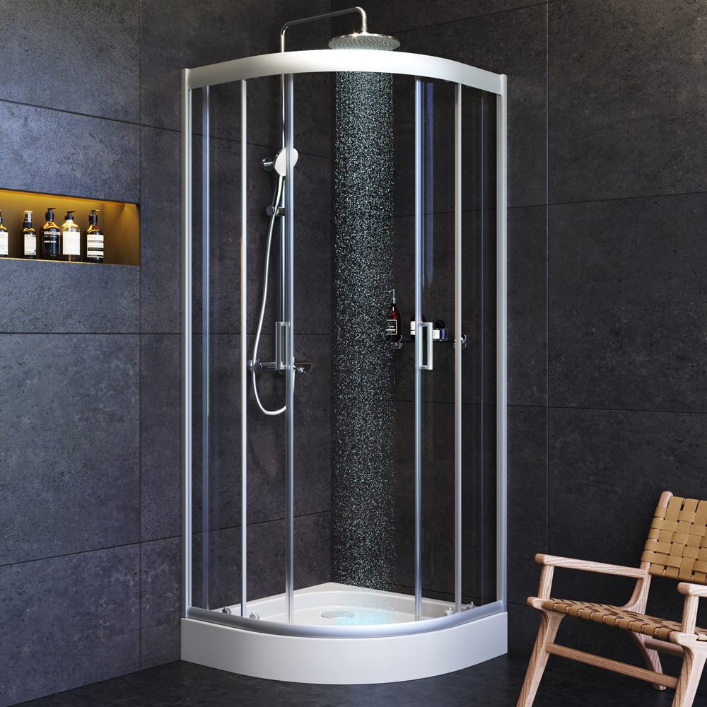 W90G-401-080WT Gem душевое ограждение 80х80, стекло прозрачное, профиль матовое серебро, без поддона