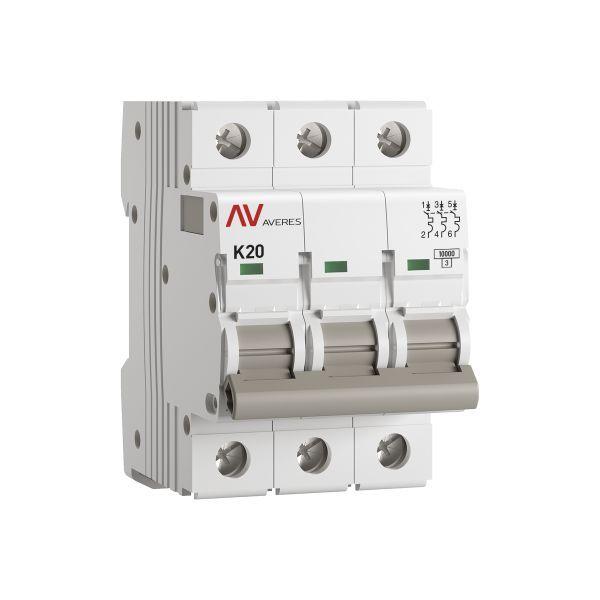 Выключатель автоматический модульный 3п K 20А 10кА AV-10 AVERES EKF mcb10-3-20K-av