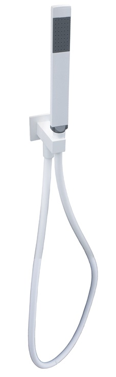 Набор ручного душа+водорозетка с подключением для воды и креплением из металла, душ металл PREMIUM, шланг металл 1500мм, цвет белый матовый