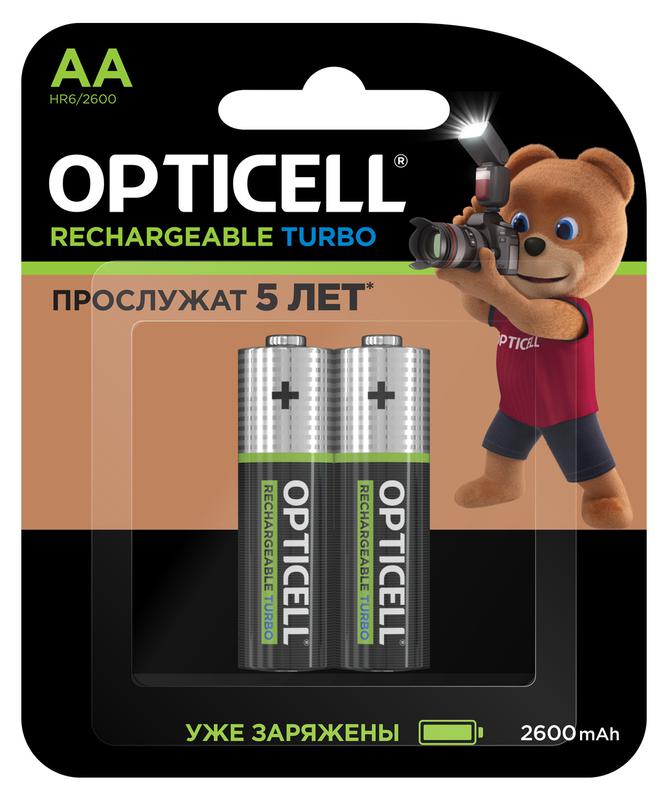 Аккумулятор AA/HR6 1.2В 2600мА.ч Ni-MH (блист. 2шт) Turbo Opticell 6080001