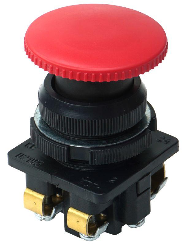 Выключатель кнопочный КЕ-021 У3 исп.2 1НО+1НЗ гриб без фиксации 10А IP40 660В красн. Электротехник ET511659