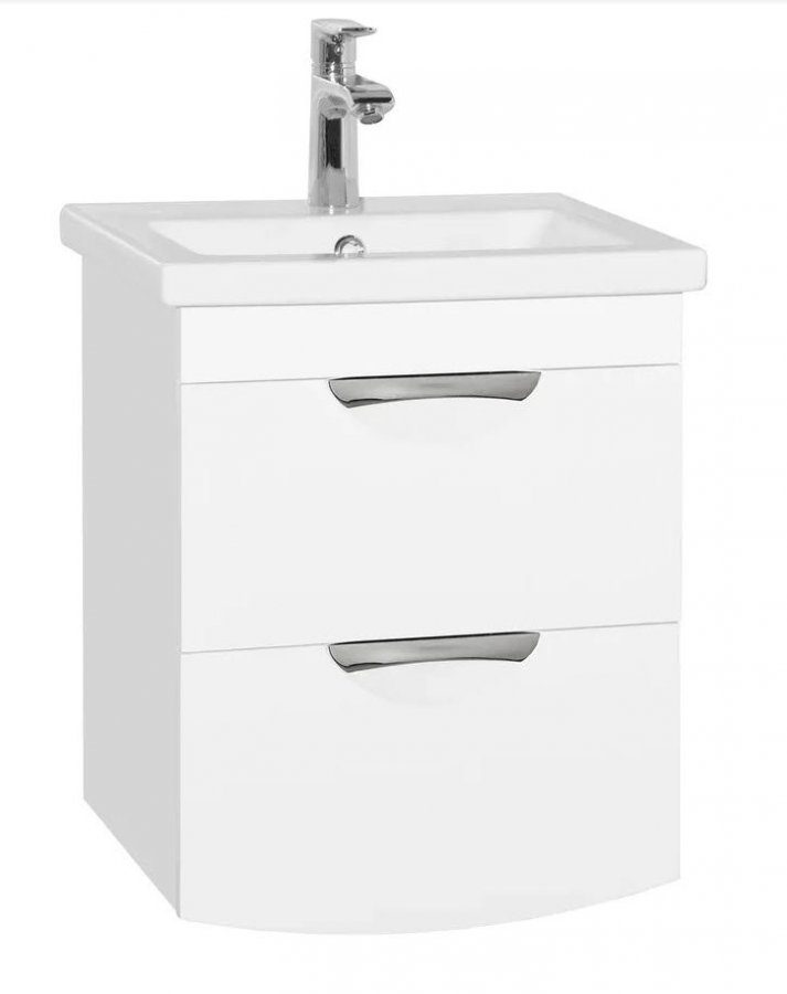 Тумба подвесная "Жасмин 2" (2 ящ.), Комо 50, Люкс белая, PLUS