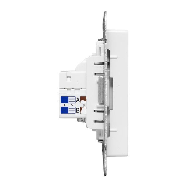 Розетка телевизионная + компьютерная СП Эпика TV + RJ45 кат.5 механизм бел. EKF UP1-SOW-TV+RJ