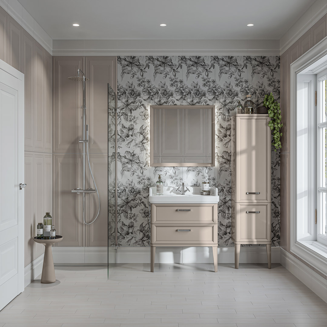 Пенал POMPEI напольный\подвесной 150, камео бежевый глянцевый