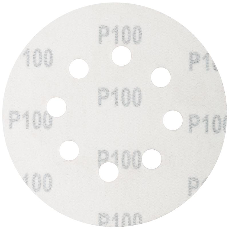 Круг шлифовальные с отверстиями (липучка) алюминий-оксидные 125мм Р 100 (уп.5шт) MOS 39835М