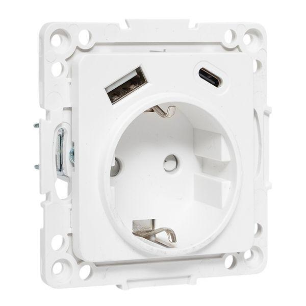 Розетка 1-м СП Стокгольм 16А USB A+C с заземл. защ. шторки винтов. клеммы механизм бел. EKF EYR16-2USB-typeA-typeC