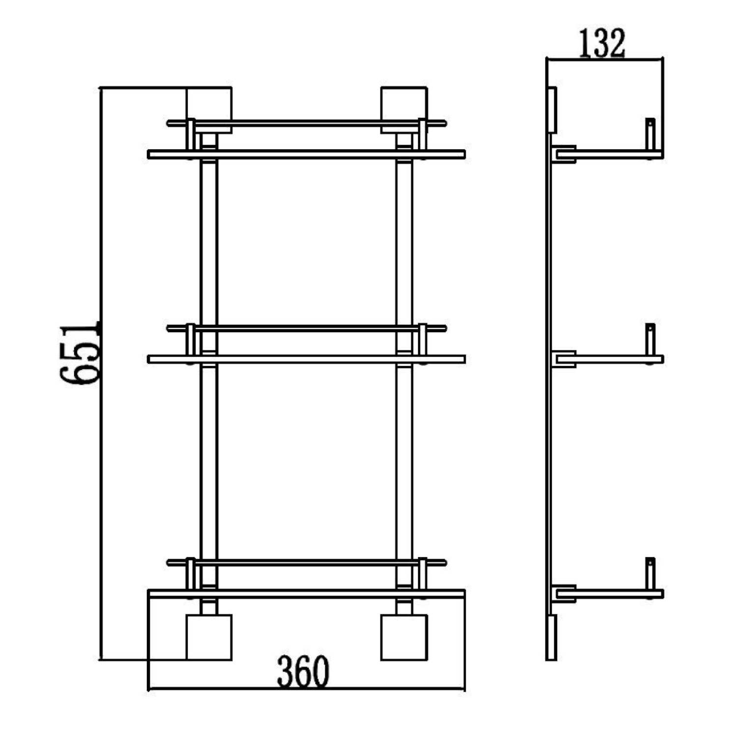 Полка стеклянная Savol S-06522C-3, бронза