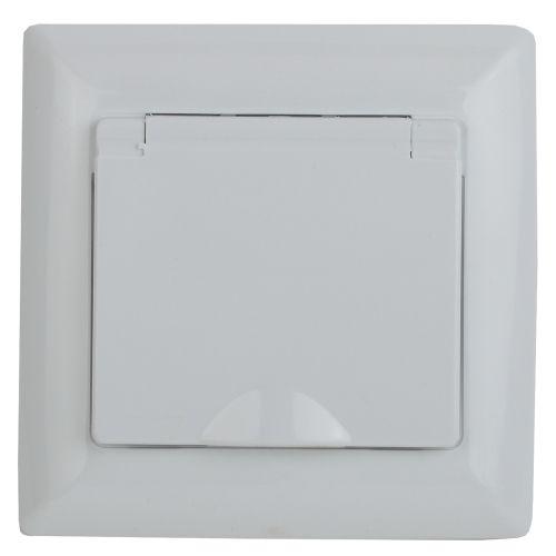 Розетка 1-м СП Solo 4-203-01 16А 250В IP20 2P+E Schuko с заземл. защ. крышка бел. Intro Б0053657