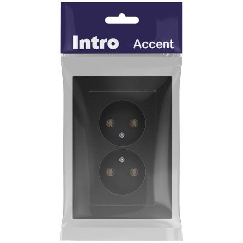 Розетка 2-м СП Accent 6-204-05 16А IP20 250В 2P AL/CU антрацит Intro Б0063465