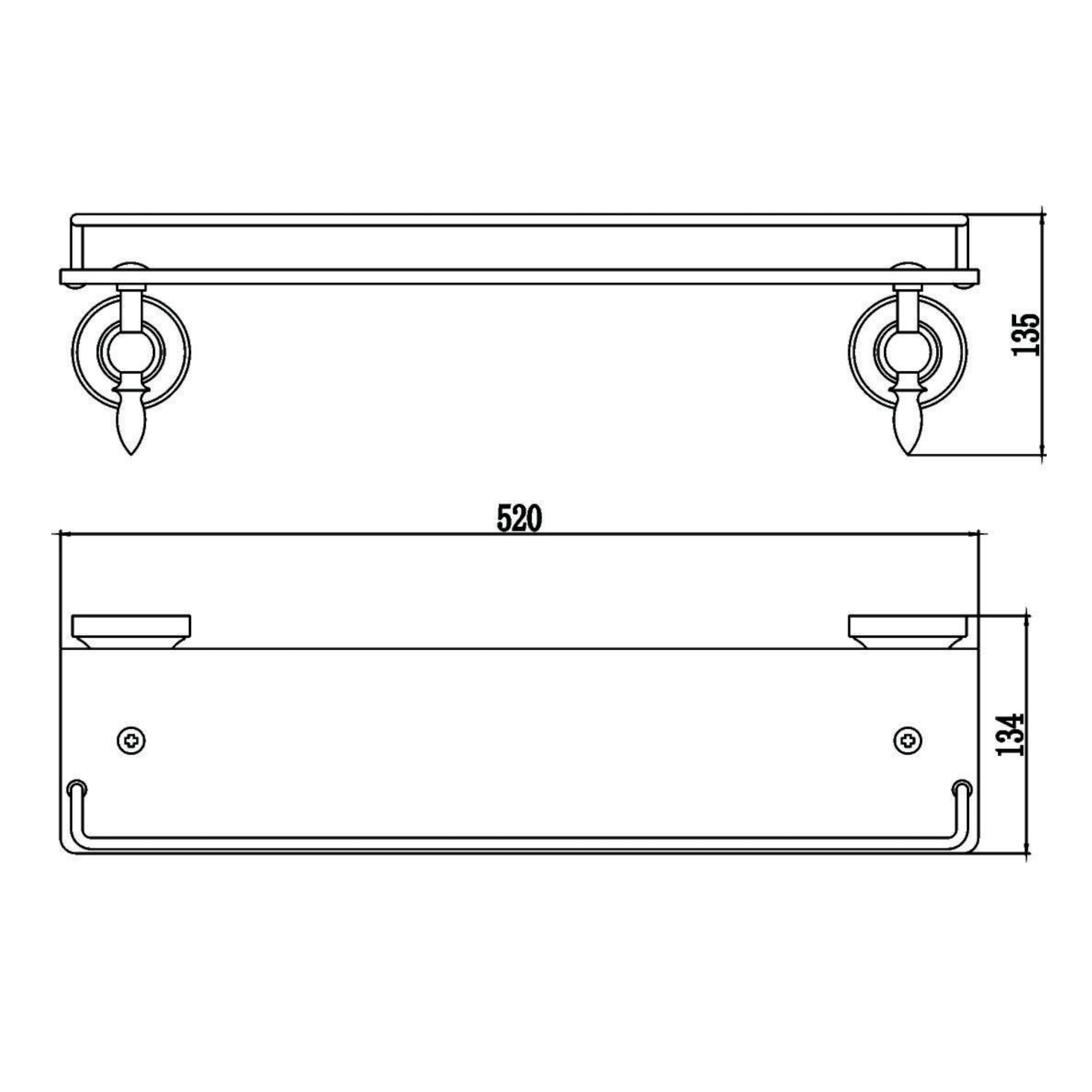 Полка стеклянная Savol S-06891A, хром