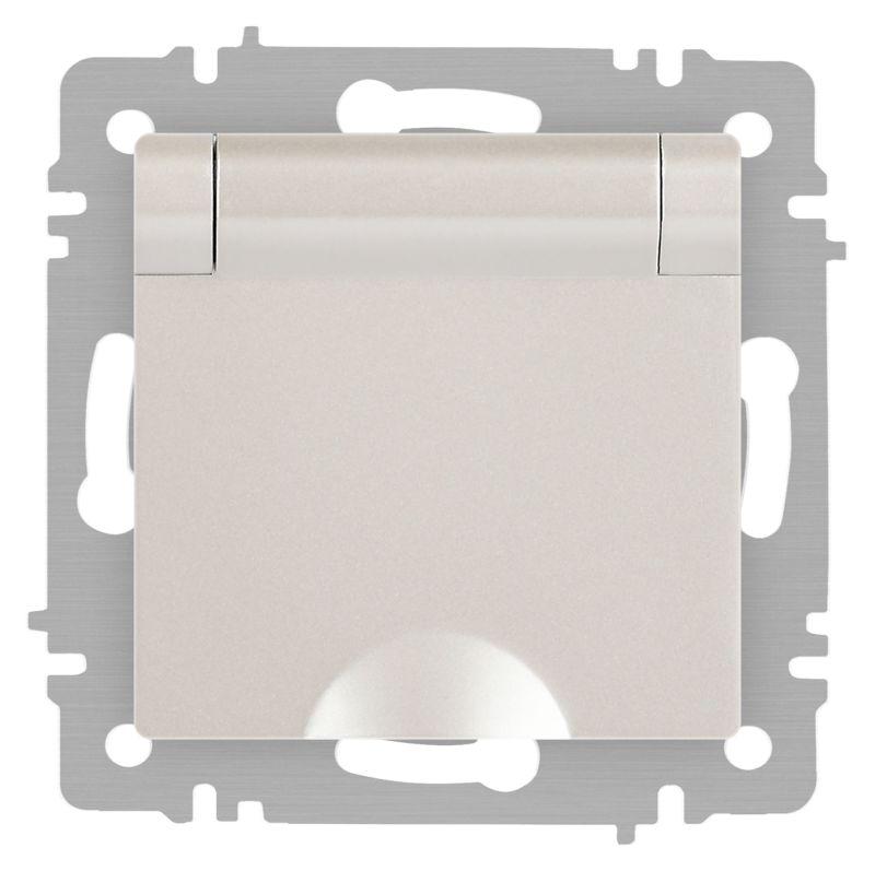 Розетка 1-м СП Accent 6-203-06 16А IP20 250В 2P+E Schuko с крышкой AL/CU перламутр. Intro Б0063429