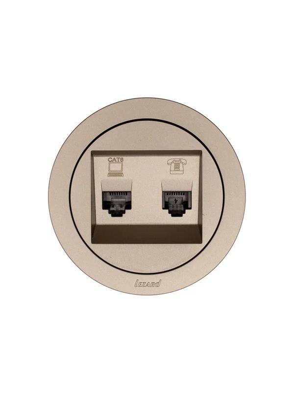 Розетка компьютерная + телефонная OSEN RJ45 кат.6 + RJ11 с модулем механизм титан LEZARD 743-3788-144