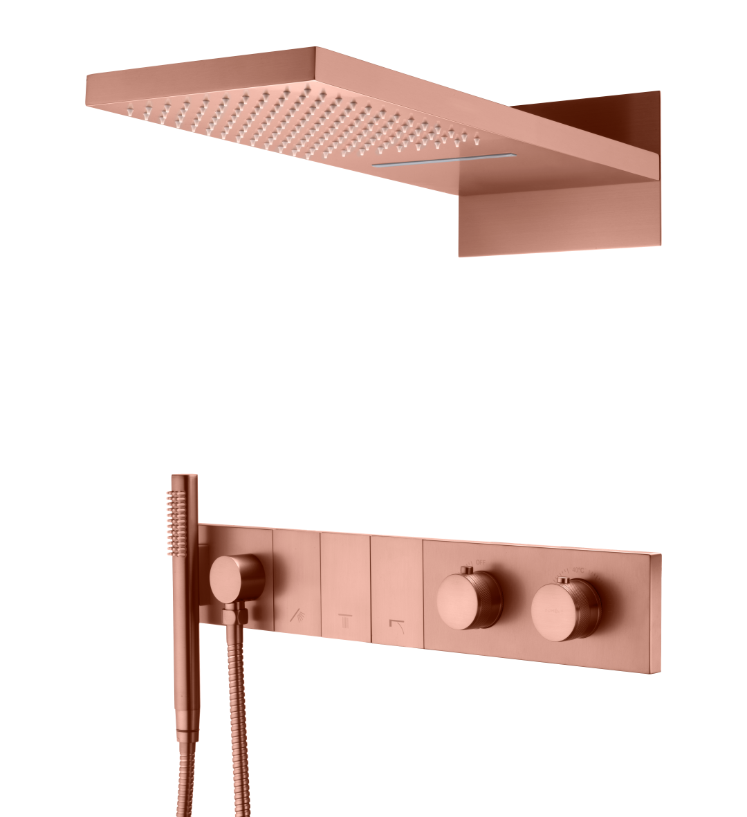 Встроенная душевая система  ZODIAC с термостатом, трехпозиционная COPPER BRUSHED