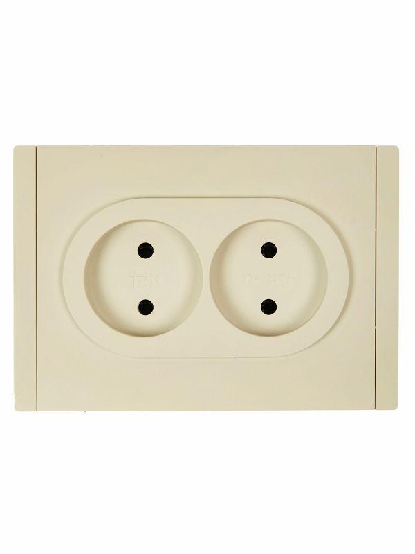 Розетка 2-м СП FORTE&PIANO FP425 10А без заземл. защ. шторки безвинт. крепл. ваниль IEK FP-R23-10-1-K10