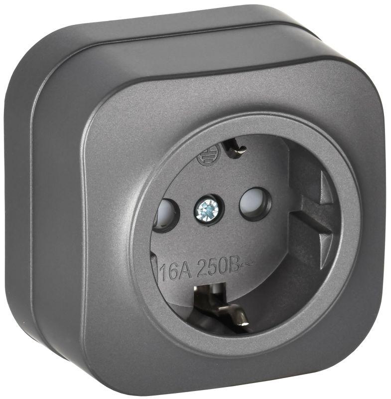 Розетка ОП GLORY РСш20-3-ХСм 16А с заземл. защ. шторки сталь матов. IEK ERH14-K46M-16