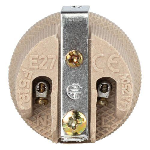 Патрон E27 с держателем керамика бел. Эра Б0069217