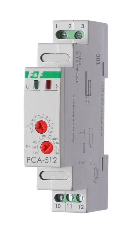 Реле времени PCA-512 8А 230В 1 перекл. IP20 задержка выключ. монтаж на DIN-рейке F&F EA02.001.001