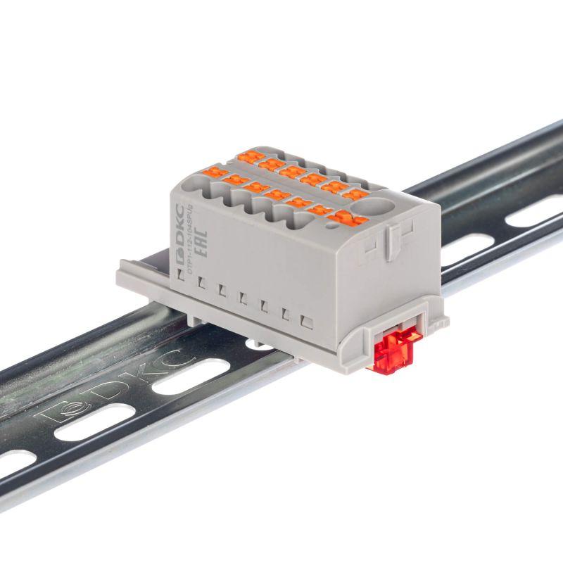 Блок распределительный зажим push-in 1 ввод 6кв.мм 12 точек подключения 25кв.мм красн. DKC DTP1-112-104SPUR