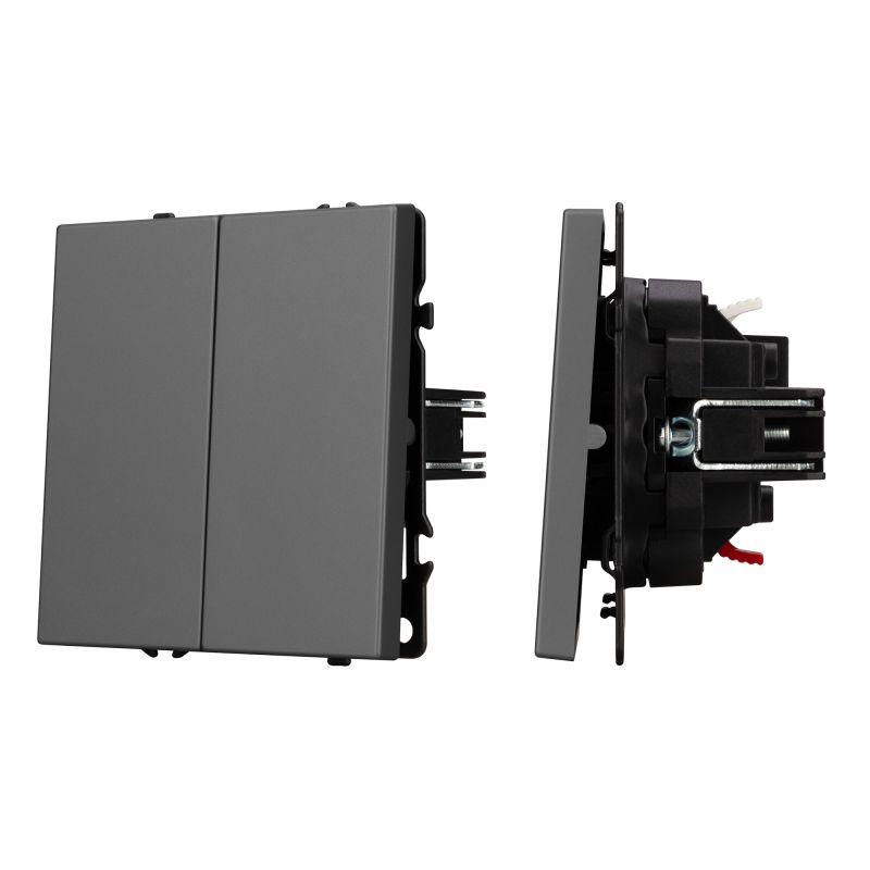 Механизм выключателя двухклавишный непроходной SWT-NOBE-MK02-SFPL-GR 230В 10А Arlight 054254