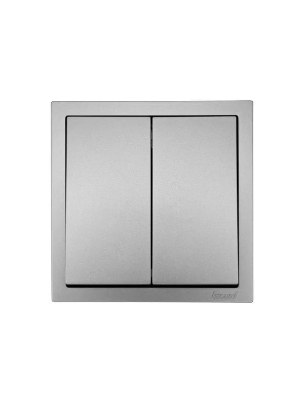 Выключатель 2-кл. СП ZIMA IP20 10А безвинт. зажим сер. матов. LEZARD 704-7488-101QC