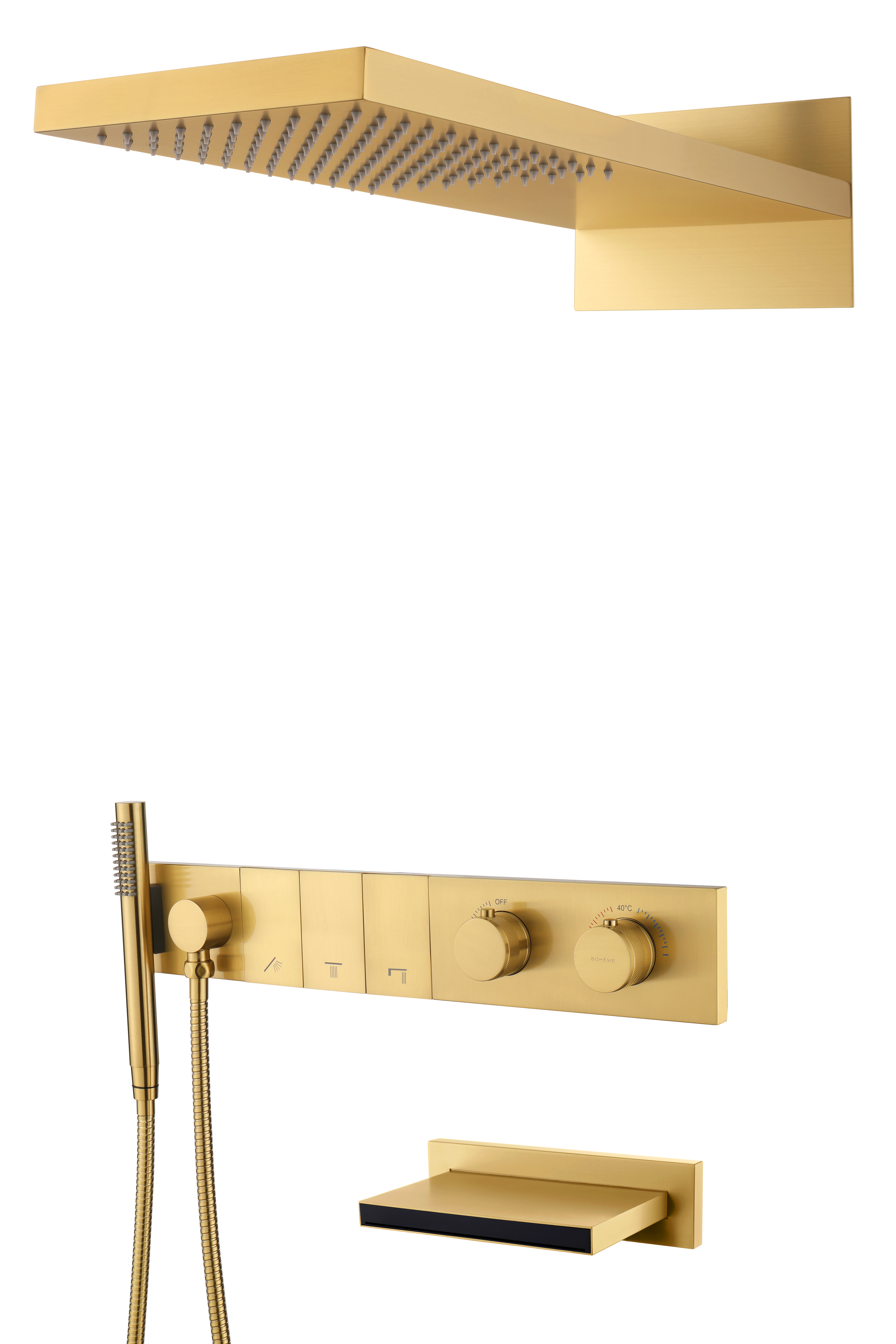 Встроенная душевая система  ZODIAC с термостатом, трехпозиционная NIKEL BRUSH