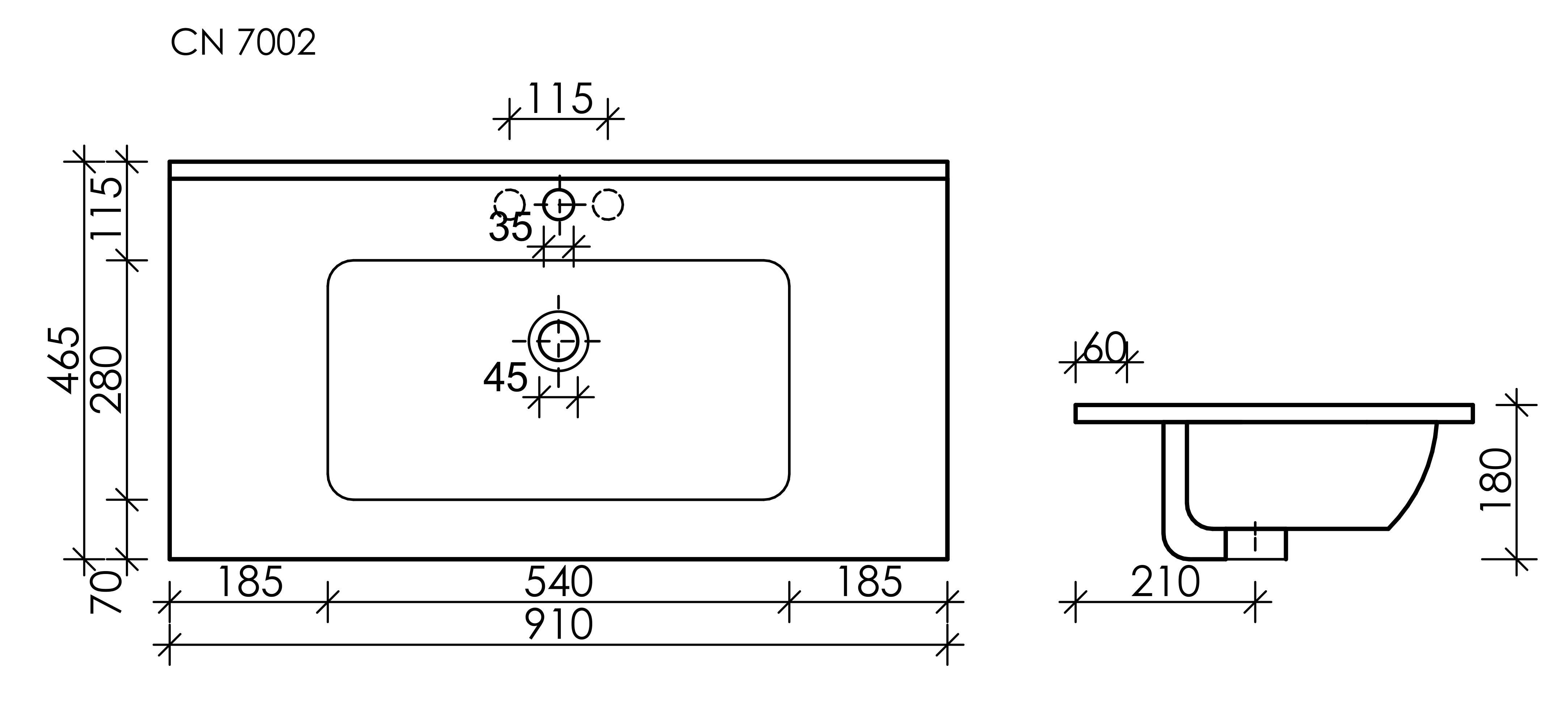 Умывальник накладной прямоугольный Element 910*465*180мм, CN7002