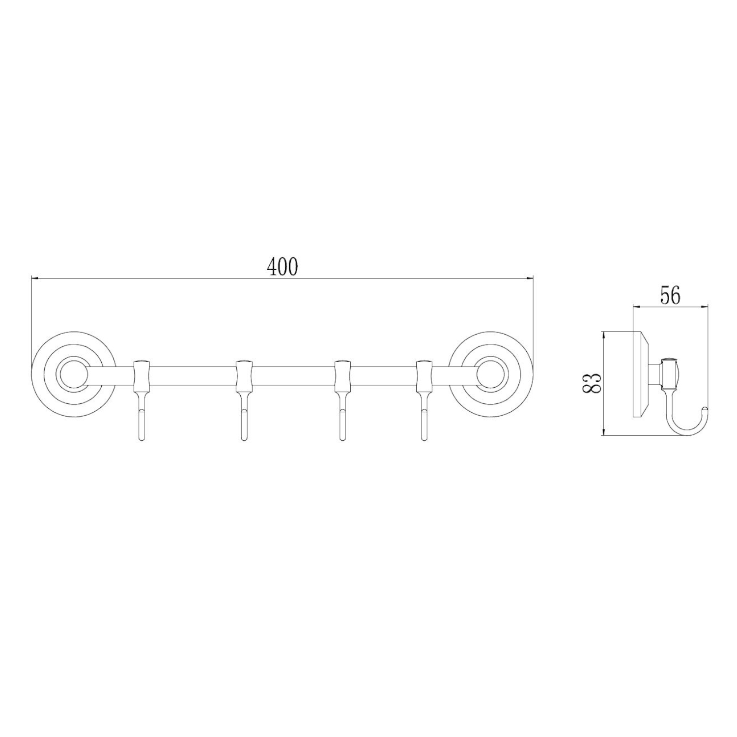 Планка с крючками Savol S-007174, хром