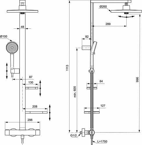  Душевая система IDEAL STANDARD ALU+ IS BD583RO Душевая система IDEAL STANDARD ALU+ IS BD583RO