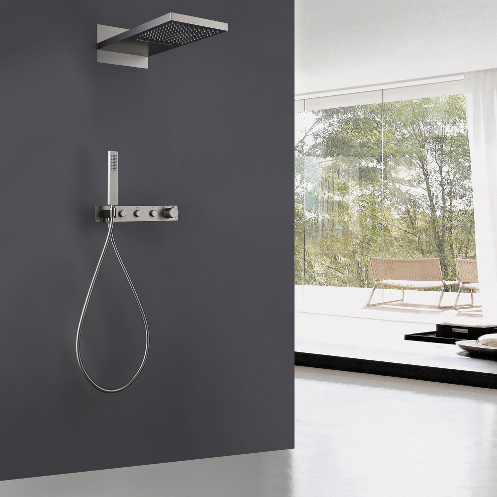 Душевая система ABBER Rund AF8752SP скрытого монтажа без излива, термостат, сатин