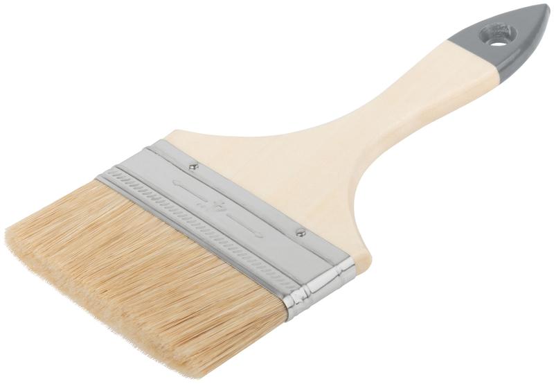 Кисть флейцевая "Лайт" 4дюйм (100мм) натур. свет. щетина деревянная ручка КУРС 00808
