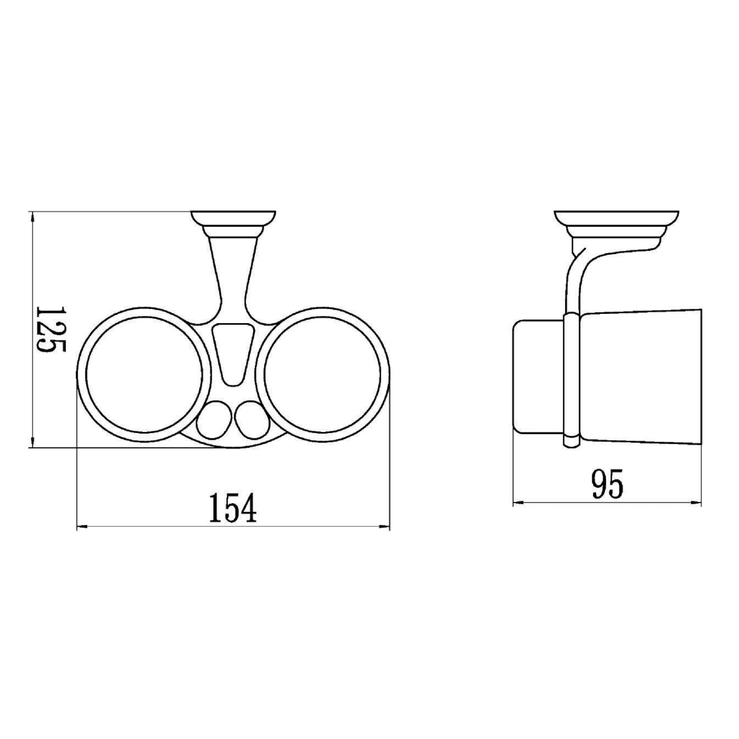 Стакан для ванной комнаты двойной Savol S-003168, хром